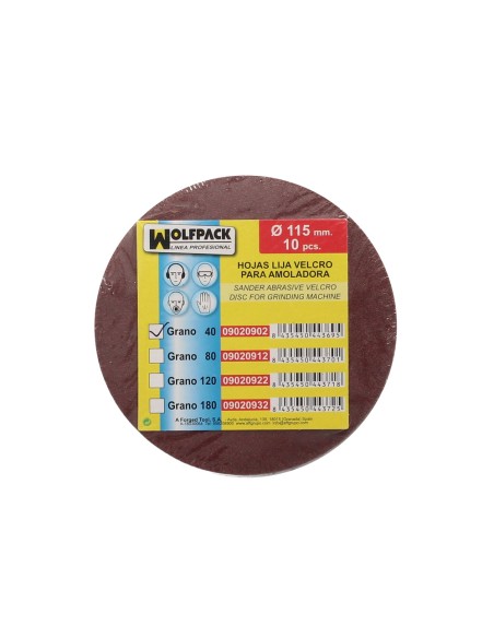 Lija Recambio Velcro Para Amoladora Ø 115 mm. Grano 40 (10 Piezas)