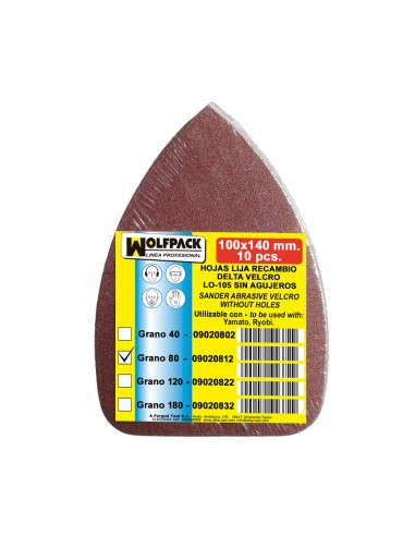 Lija Recambio Delta 140x100 mm. sin Agujeros Grano 80 (10 Piezas)