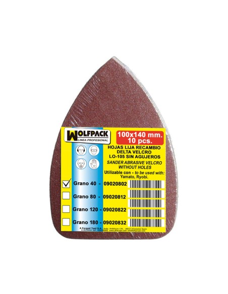 Lija Recambio Delta 140x100 mm. Sin Agujeros Grano 40 (10 Piezas)