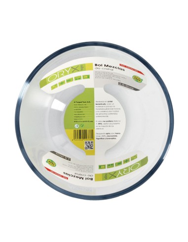 Bol De Cristal, Ideal Para Mezclas. 2.5 Litros. Libre BPA, Cristal De Borosilicato.Ensaladas, Postres, Cocina, Resposteria