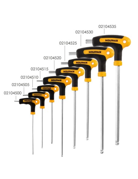 Llave Allen Con Bola Mango Bimaterial "Soft Touch" Forma T 8,0 mm. Acero Cromo Vanadio, Destornillador allen, llave hexagonal
