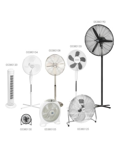 Ventilador Pie Ø 70 x195 cm. Negro 190 W. Oscilación Automatica, Altura Regulable, Cabezal Inclinable, Base Estable 60x60 cm.