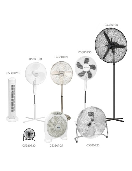 Ventilador Pie Ø 70 x195 cm. Negro 190 W. Oscilación Automatica, Altura Regulable, Cabezal Inclinable, Base Estable 60x60 cm.