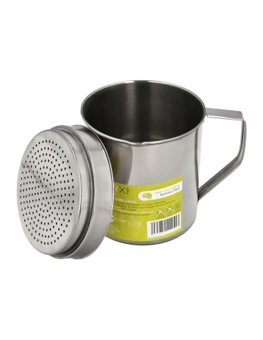 Grasera Acero Inoxidable Para Carne, Aceitera Aceite Usado 1,0 Lts. Con Colador y Tapa, Recipiente Reciclaje Aceite Usado Carne