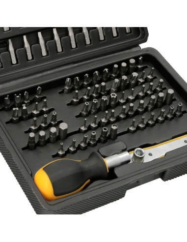 Juego Puntas con Destornillador 1/4" 99 Pzs. Con Apadtador. Cromo Vanadio, Kit Llave Combinada, Kit Carraca,