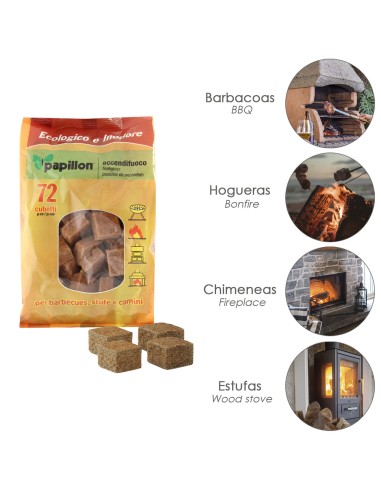 Pastillas Encendido Barbacoas Ecologicas 72 Piezas, No Toxico, Sin Olor, Favorable Medio Ambiente