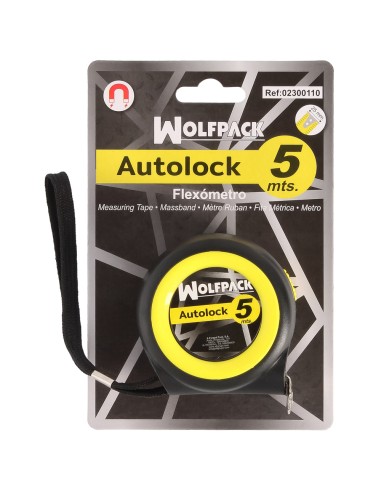 Flexometro Sistema Autolock Con Freno Automatico Longitud 5 Metros Ancho Cinta 25 mm. Magnetico. Cinta Metrica Freno Automatico