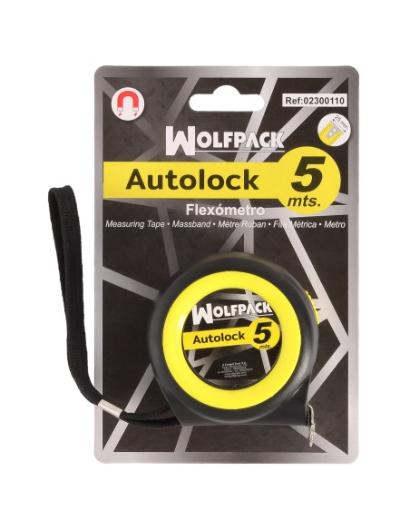 Flexometro Sistema Autolock Con Freno Automatico Longitud 5 Metros Ancho Cinta 25 mm. Magnetico. Cinta Metrica Freno Automatico