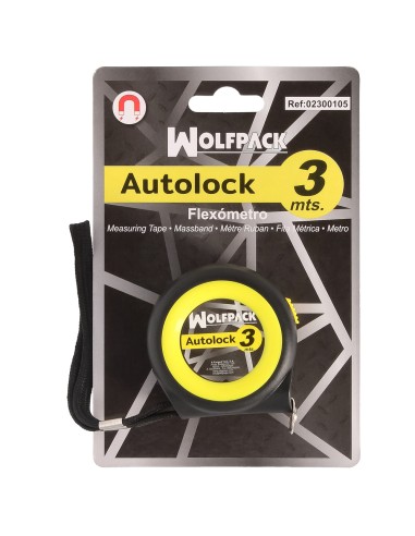 Flexometro Sistema Autolock Con Freno Automatico Longitud 3 Metros Ancho Cinta 16 mm. Magnetico. Cinta Metrica Freno Automatico