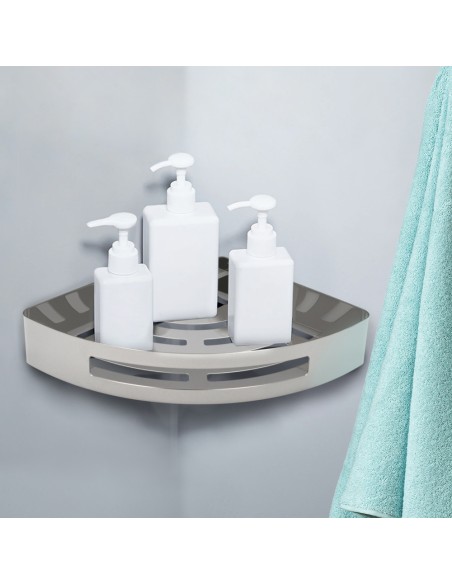 Cestillo Rincon Baño Autoadhesivo, Color Inox Con Efecto Espejo, Autoadhesivo Resistente o Con Tornillos