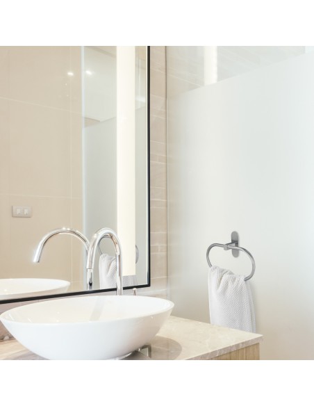 Toallero Forma Anilla Color Inox Con Efecto Espejo, Autoadhesivo Resistente, Porta Toallas, Toallero Adhesivo Pared / Mueble