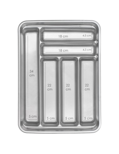 Cubertero Plastico Para Cajon. Color Plata 40x30x7 cm.