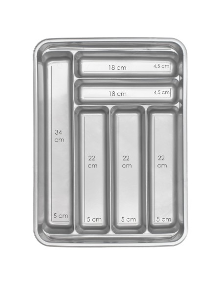 Cubertero Plastico Para Cajon. Color Plata 40x30x7 cm.