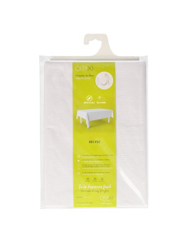 Mantel Hule Muleton Rectangular Blanco Impermeable Antimanchas PVC 140x250 cm. Recortable Uso Interior y Exterior