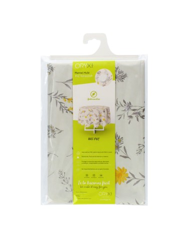 Mantel Hule Redondo Flores Amarillas Impermeable Antimanchas PVC Ø140 cm. Uso Interior y Exterior
