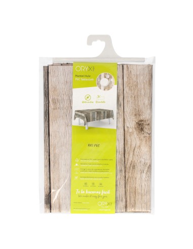 Mantel Hule Rectangular Tablones Madera Impermeable Antimanchas PVC 140 x 250 cm. Recortable Uso Interior y Exterior