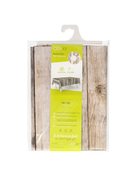 Mantel Hule Rectangular Tablones Madera Impermeable Antimanchas PVC 140 x 250 cm. Recortable Uso Interior y Exterior