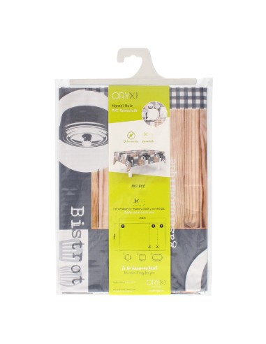 Mantel Hule Rectangular Cuisin Impermeable Antimanchas PVC 140 x 250 cm. Recortable Uso Interior y Exterior