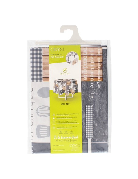 Mantel Hule Redondo Cuisin Impermeable Antimanchas PVC Ø 140 cm. Uso Interior y Exterior