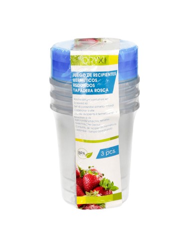 Juego Recipientes Plastico Redondos 1 Litro (Pack 3 piezas)