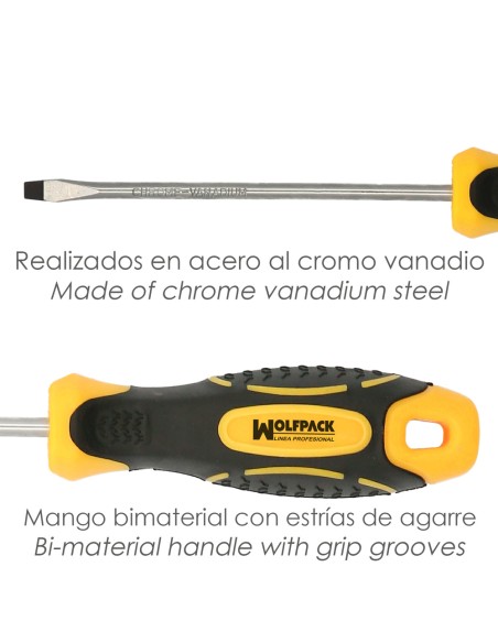 Juego Destornilladores Acero Cromo Vanadio 7 Piezas Con Mango Bimaterial