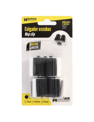 Colgador Adhesivo / Atornillable Para Escobas, Fregonas, Cepillos, Recogedores (Blister 2 piezas)