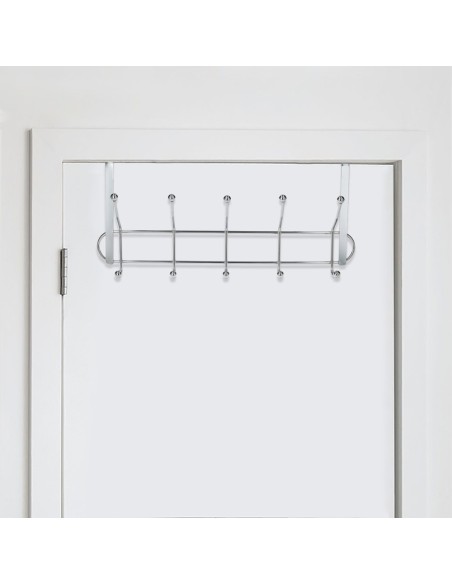 Perchero Cromado Colgante Para Puerta 5/10 Ganchos. Terminacion Metalica.