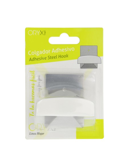 Colgador Percha Adhesivo Acero Inoxidable Color Metalizado / Blanco