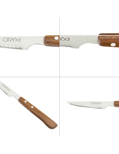 Cuchillo Montana Chuletero Hoja Acero Inoxidable 9 cm. Mango Madera (Blister 3 Piezas)