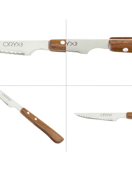 Cuchillo Montana Chuletero Hoja Acero Inoxidable 9 cm. Mango Madera (Blister 3 Piezas)