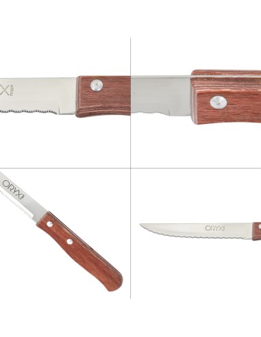 Cuchillo Montana Multiusos Hoja Sierra Acero Inoxidable 11 cm. Mango Madera (Blister 3 piezas)