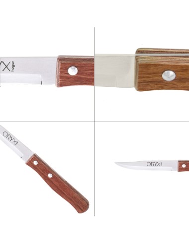 Cuchillo Montana Patatero Hoja Acero Inoxidable 9 cm. Mango madera (Blister 3 piezas)