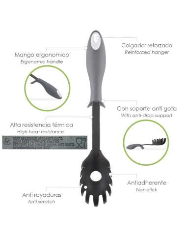 Servidor Espaguetis Nylon Con mango Antigotas Engomado 31,5 x 6 cm.