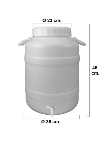 Bidon Garrafa Plastico Alimentario Con Grifo y Boca Ancha 30 Lt.