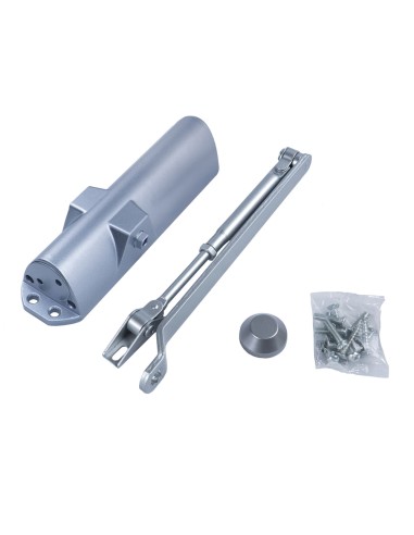 Cierra Puertas Con Retenedor Fuerza 4. Color Plata (Puertas 90/120 cm.)