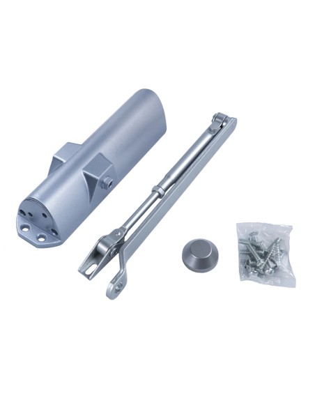 Cierra Puertas Con Retenedor Fuerza 4. Color Plata (Puertas 90/120 cm.)