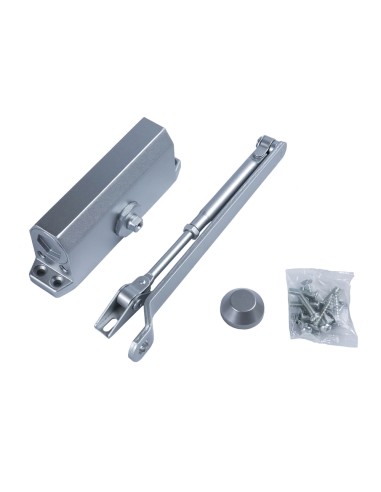 Cierra Puertas Con Retenedor Fuerza 3. Color Plata (Puertas 80/100 cm.)