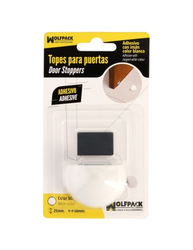 Tope Puerta Adhesivo con Imán Retenedor Blanco
