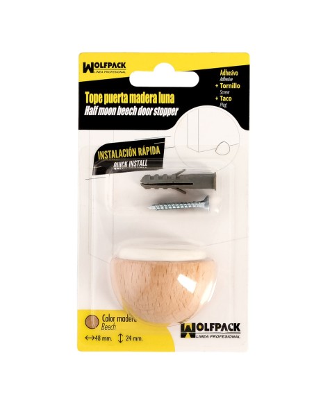 Tope Puerta Adhesivo Madera Media Luna Roble