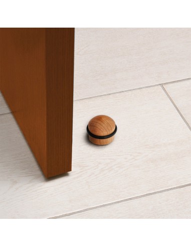 Tope Puerta Atornillable Adhesivo Madera Redondo Roble Claro