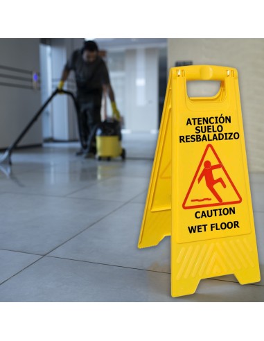Cartel Atencion Suelo Mojado 64x30 cm.