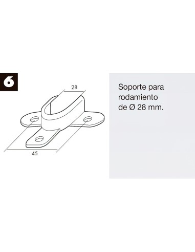 Soporte Persiana Rodamiento Zincado 28 mm. de Diametro