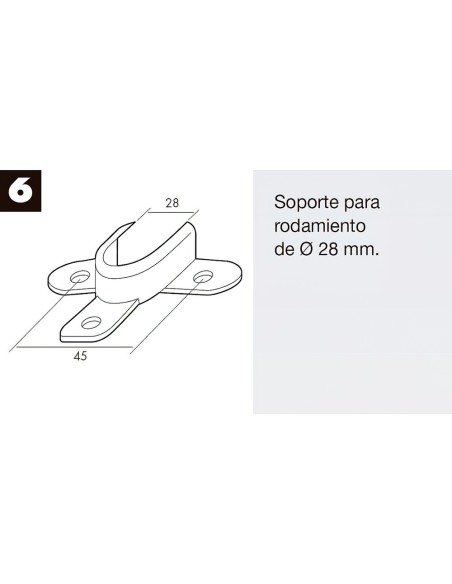 Soporte Persiana Rodamiento Zincado 28 mm. de Diametro