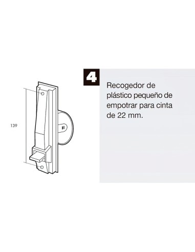 Recogedor Persiana Plastico Pequeño Cinta 22 mm.