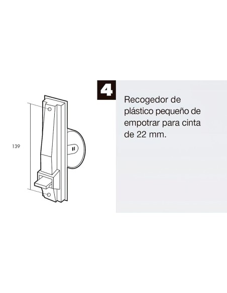 Recogedor Persiana Plastico Pequeño Cinta 22 mm.