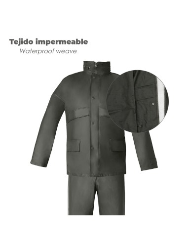 Traje de Agua Impermeable Verde Poliuretano Talla 7-L