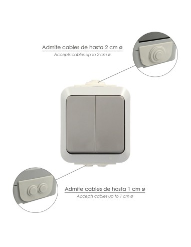 Interruptor / Conmutado Oryx Doble con tapa gris