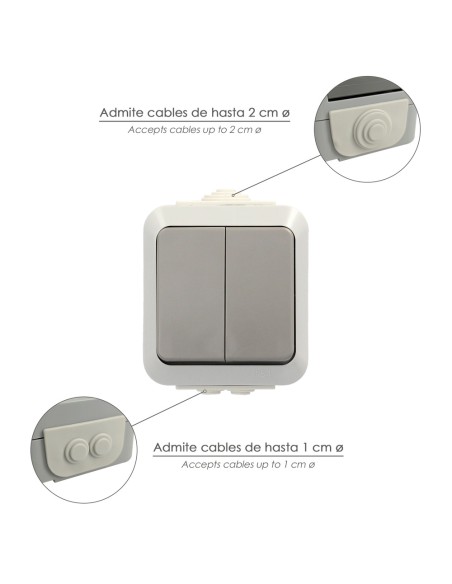 Interruptor / Conmutado Oryx Doble con tapa gris