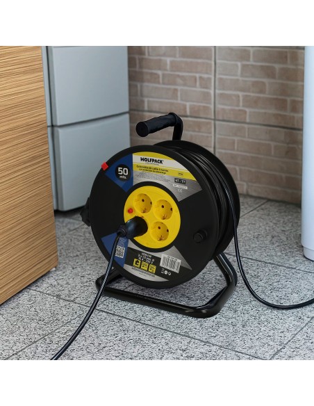 Extensible Industrial 4 Tomas 50 Metros 3 x 1,5 mm. con Protección Sobrecarga