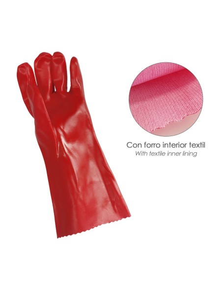 Guantes Pvc Rojo 35 cm.